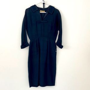 Vintage navy silk dress